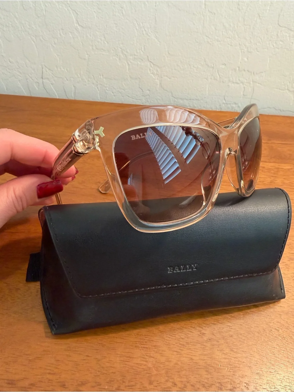 Bally Women’s 57F Transparent Frame Sunglasses w